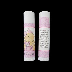 Vanilla Lip Balm Favors for Baby Shower Girls